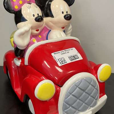 Mickey and Minnie car cookie jar