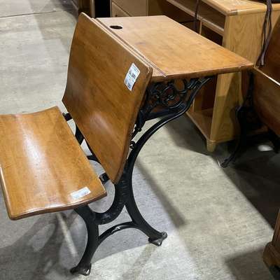 Vintage wood and iron school desk
