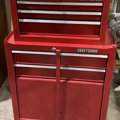 craftsman metal toolbox on wheels 5 drawers 1 lg door