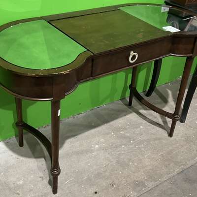 wooden vanity/jewelry table with mirror top
